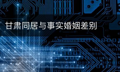 甘肃同居与事实婚姻差别