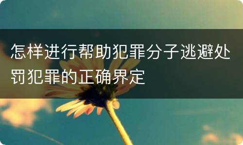 怎样进行帮助犯罪分子逃避处罚犯罪的正确界定