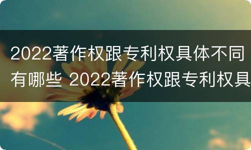 2022著作权跟专利权具体不同有哪些 2022著作权跟专利权具体不同有哪些方面