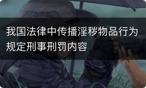 我国法律中传播淫秽物品行为规定刑事刑罚内容