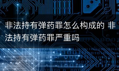 非法持有弹药罪怎么构成的 非法持有弹药罪严重吗