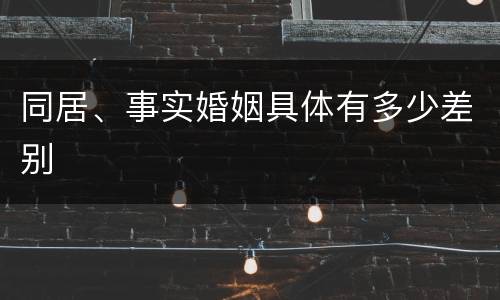 同居、事实婚姻具体有多少差别
