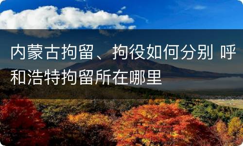 内蒙古拘留、拘役如何分别 呼和浩特拘留所在哪里