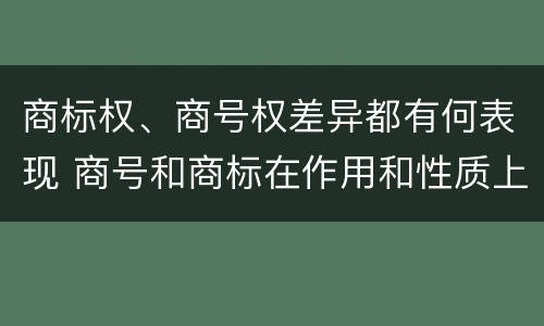 商标权、商号权差异都有何表现 商号和商标在作用和性质上的区别