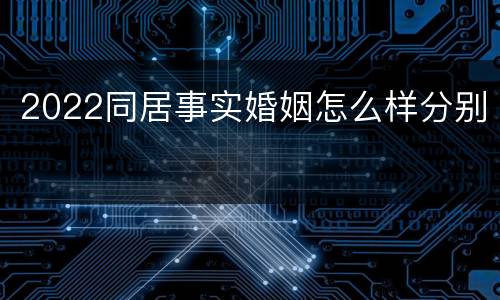 2022同居事实婚姻怎么样分别