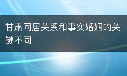 甘肃同居关系和事实婚姻的关键不同