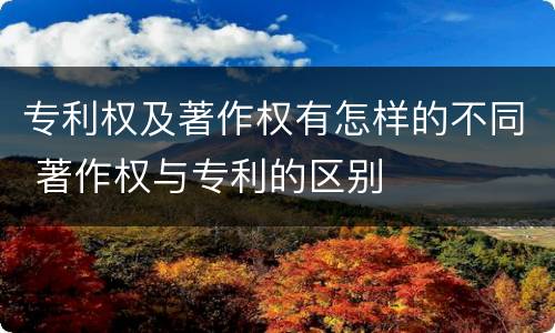 专利权及著作权有怎样的不同 著作权与专利的区别