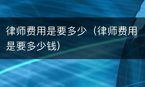 律师费用是要多少（律师费用是要多少钱）
