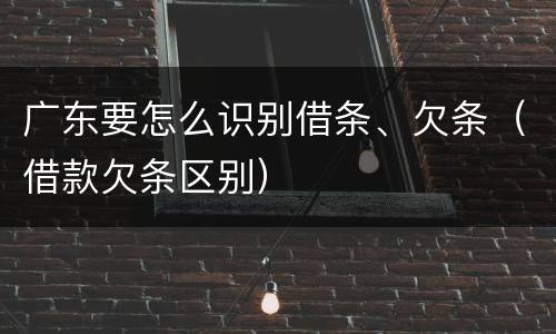 广东要怎么识别借条、欠条（借款欠条区别）