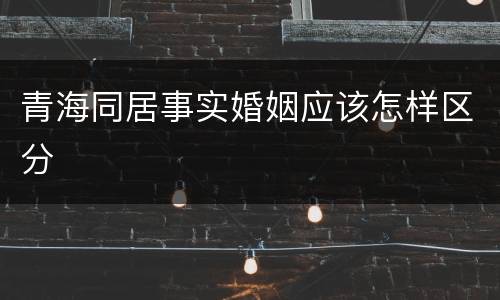 青海同居事实婚姻应该怎样区分