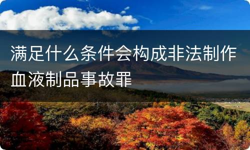 满足什么条件会构成非法制作血液制品事故罪