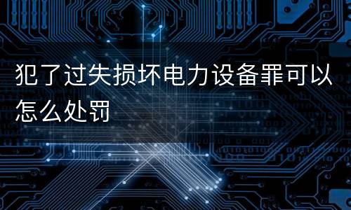 犯了过失损坏电力设备罪可以怎么处罚