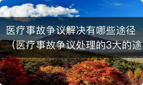 医疗事故争议解决有哪些途径（医疗事故争议处理的3大的途径）