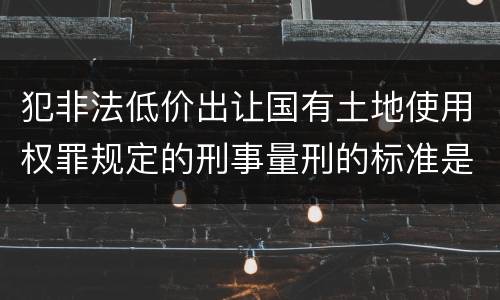犯非法低价出让国有土地使用权罪规定的刑事量刑的标准是什么样的