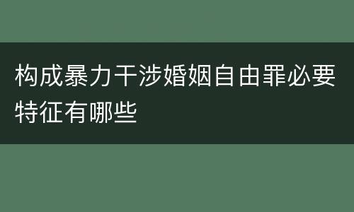构成暴力干涉婚姻自由罪必要特征有哪些