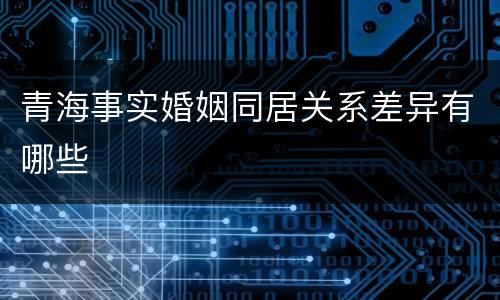 青海事实婚姻同居关系差异有哪些