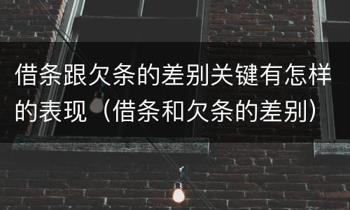 借条跟欠条的差别关键有怎样的表现（借条和欠条的差别）