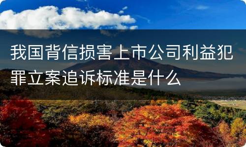 我国背信损害上市公司利益犯罪立案追诉标准是什么