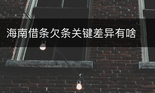 海南借条欠条关键差异有啥