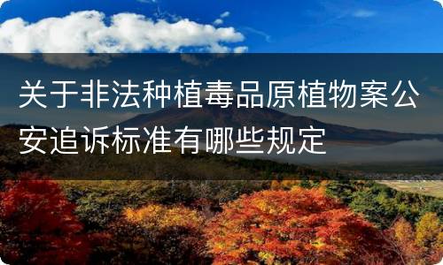 关于非法种植毒品原植物案公安追诉标准有哪些规定