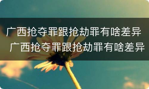 广西抢夺罪跟抢劫罪有啥差异 广西抢夺罪跟抢劫罪有啥差异吗