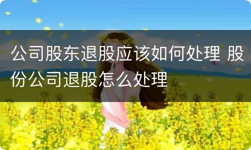 公司股东退股应该如何处理 股份公司退股怎么处理
