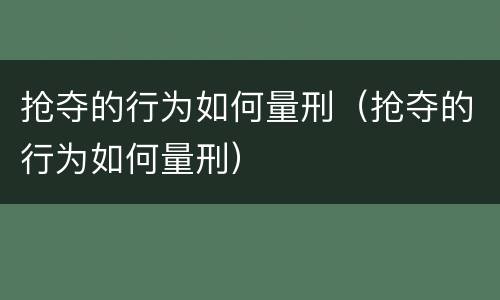 抢夺的行为如何量刑（抢夺的行为如何量刑）