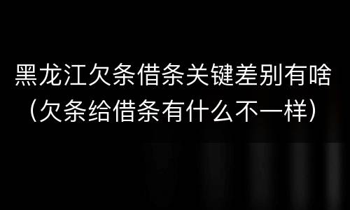 黑龙江欠条借条关键差别有啥（欠条给借条有什么不一样）