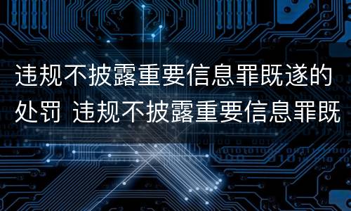 违规不披露重要信息罪既遂的处罚 违规不披露重要信息罪既遂的处罚决定书