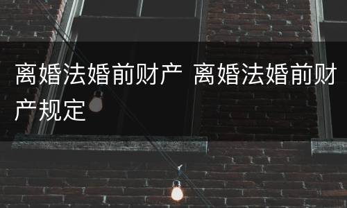 离婚法婚前财产 离婚法婚前财产规定