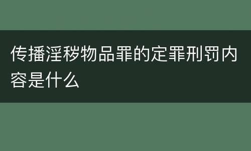 传播淫秽物品罪的定罪刑罚内容是什么