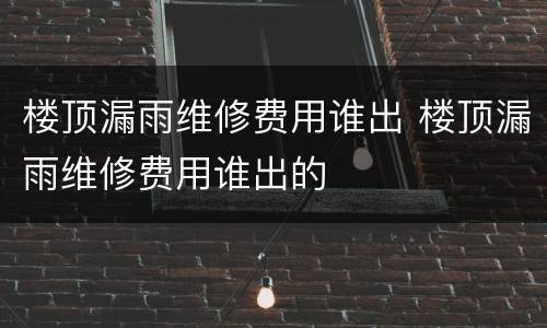 楼顶漏雨维修费用谁出 楼顶漏雨维修费用谁出的