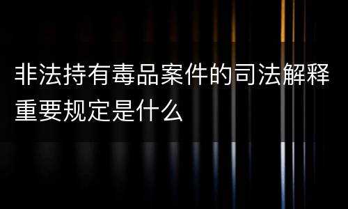 非法持有毒品案件的司法解释重要规定是什么