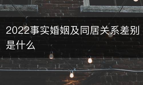 2022事实婚姻及同居关系差别是什么
