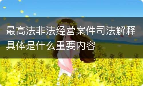 最高法非法经营案件司法解释具体是什么重要内容
