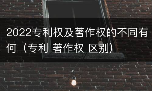 2022专利权及著作权的不同有何（专利 著作权 区别）