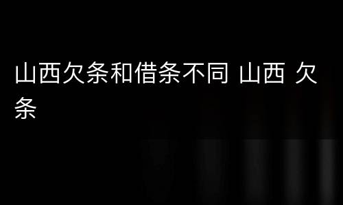 山西欠条和借条不同 山西 欠条
