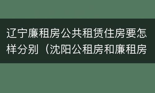 辽宁廉租房公共租赁住房要怎样分别（沈阳公租房和廉租房的区别）