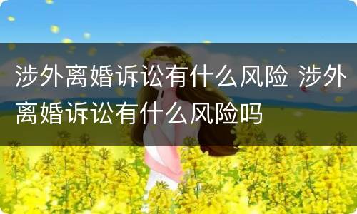 涉外离婚诉讼有什么风险 涉外离婚诉讼有什么风险吗