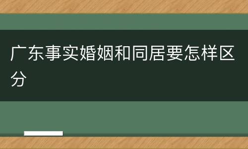 广东事实婚姻和同居要怎样区分