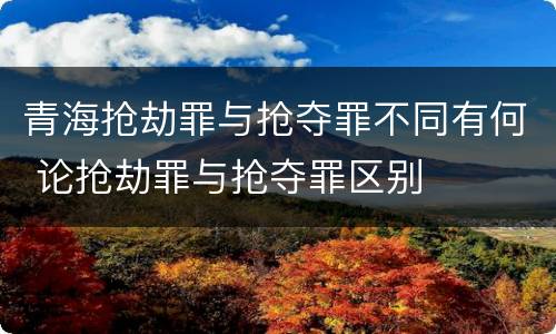 青海抢劫罪与抢夺罪不同有何 论抢劫罪与抢夺罪区别