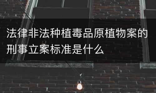 法律非法种植毒品原植物案的刑事立案标准是什么