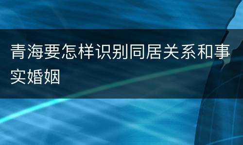 青海要怎样识别同居关系和事实婚姻