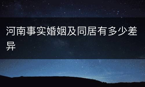 河南事实婚姻及同居有多少差异