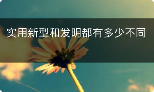 实用新型和发明都有多少不同