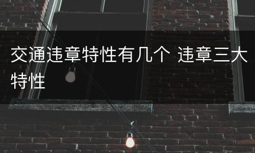 交通违章特性有几个 违章三大特性