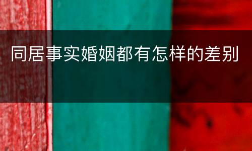同居事实婚姻都有怎样的差别