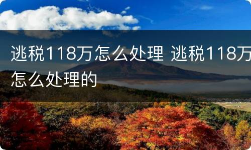 逃税118万怎么处理 逃税118万怎么处理的