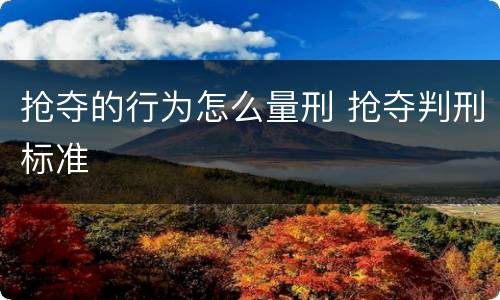 抢夺的行为怎么量刑 抢夺判刑标准