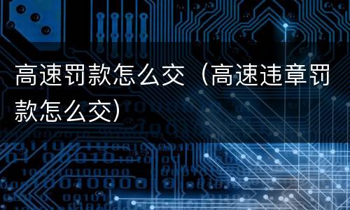 高速罚款怎么交（高速违章罚款怎么交）